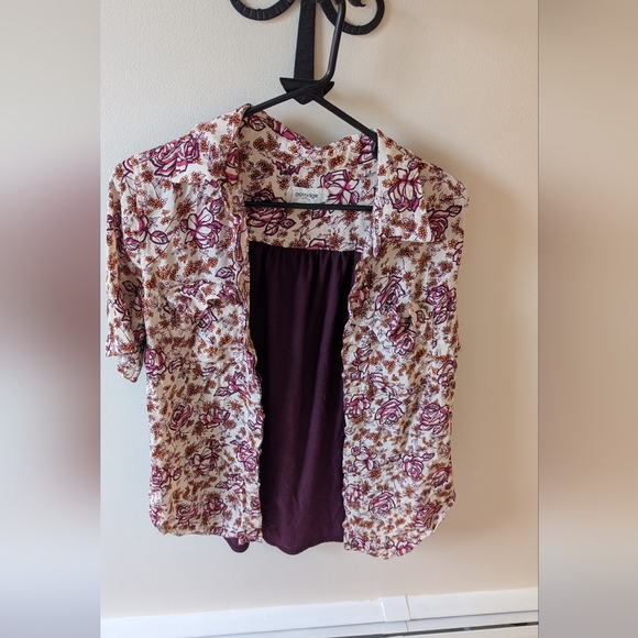 Porridge clothing open purple floral print top size large - Picture 8 of 8